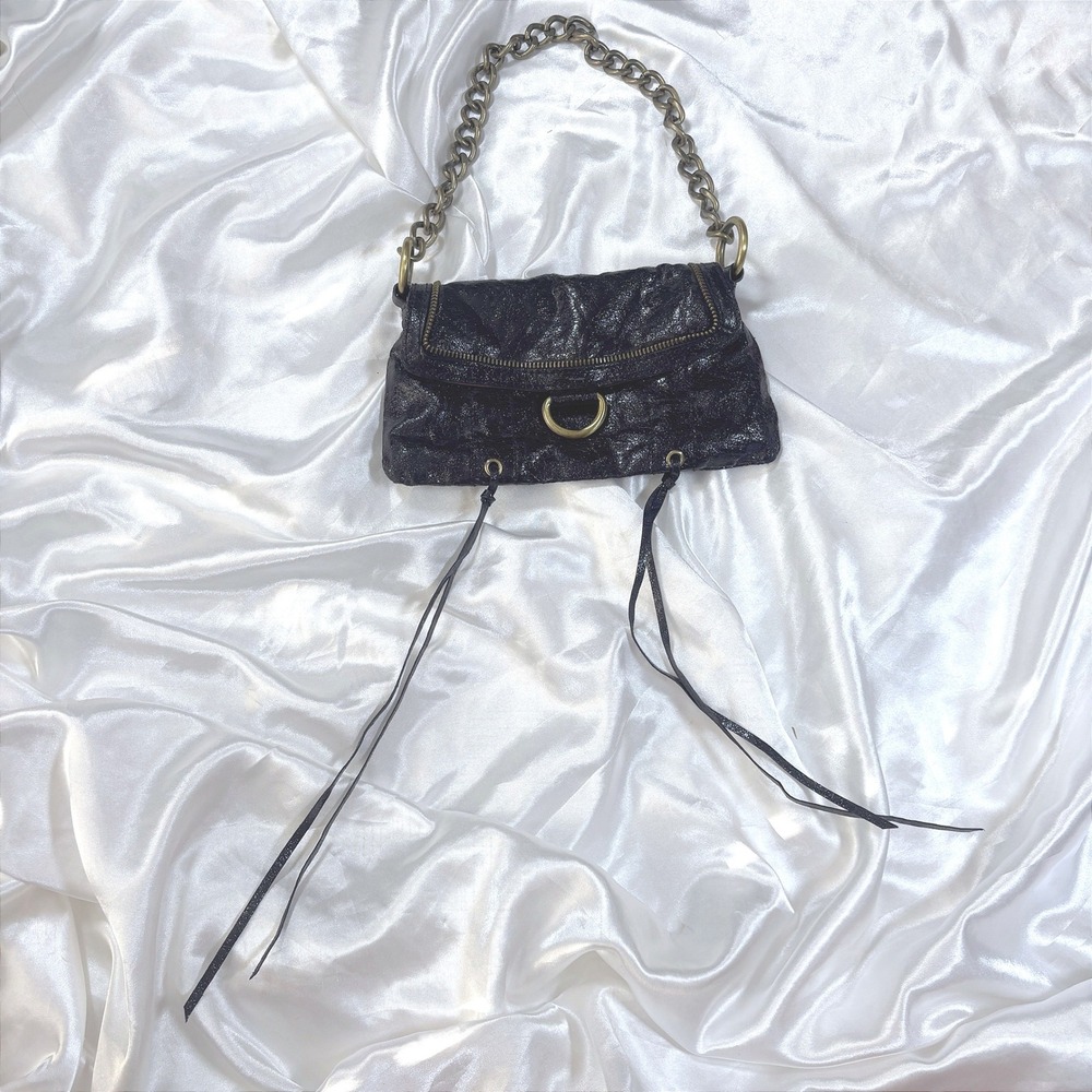 y2k Rampage Shoulder Bag Black Excellent Chain Strap Tassel Detail